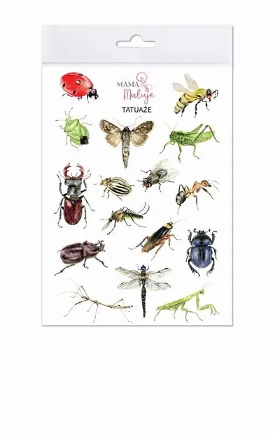 Mama Maluje, tatuaże zmywalne, owady, 16 szt.