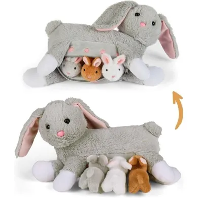 Mamanimals, mama królik z 3 małymi króliczkami, zestaw maskotek