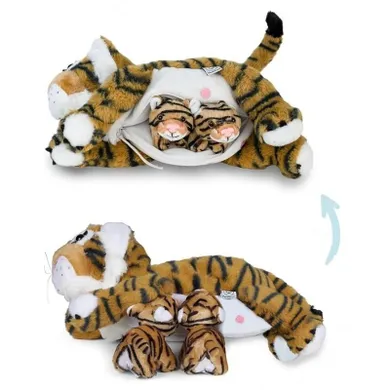 Mamanimals, mama tygrysica z 3 małymi tygryskami, zestaw maskotek