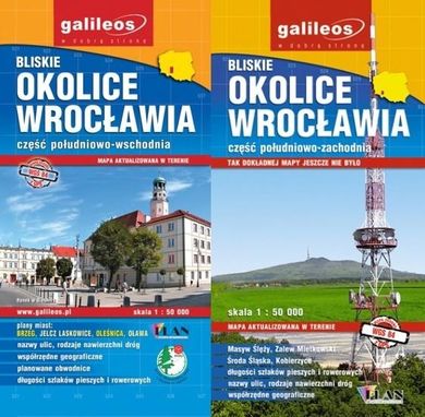 Mapa. Bliskie okolice Wrocławia. Część południowo-wschodnia i południowo-zachodnia