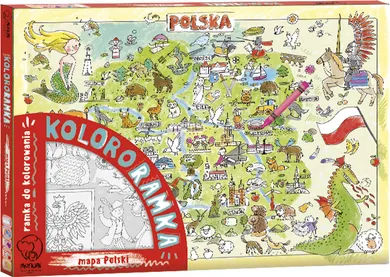 Mapa Polski. Kolorowanka ramka do zawieszenia