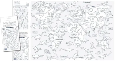 Mapa świata. Dinozaury. Kolorowanka XL