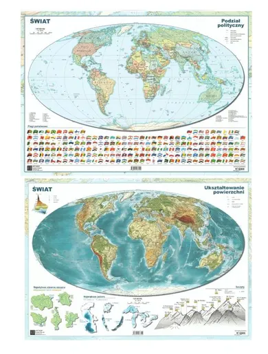 Mapa świata. Dwustronna, ścienna