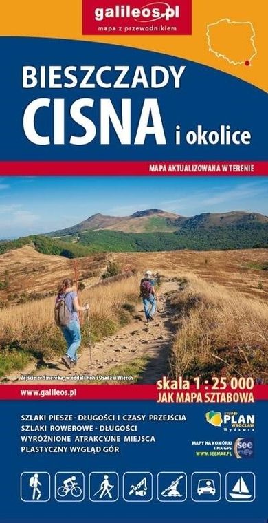 Mapa turystyczna. Bieszczady, Cisna i okolice 1:25 000