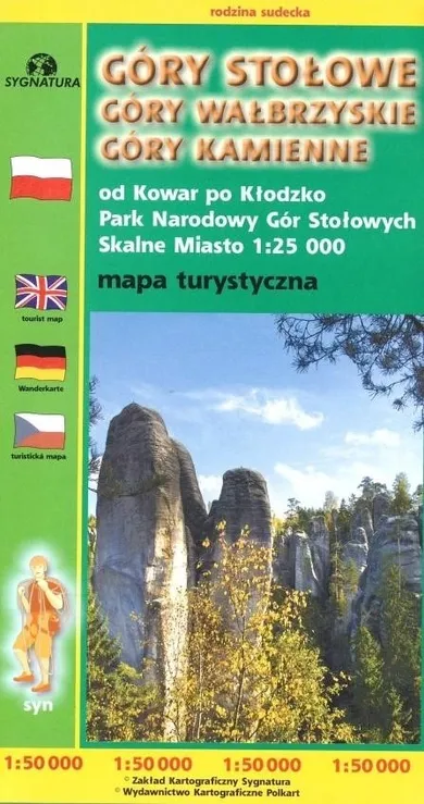 Mapa turystyczna. Góry Stołowe, Wałbrzyskie, Kamienne