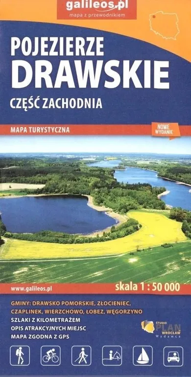 Mapa turystyczna. Pojezierze Drawskie. Część zachodnia