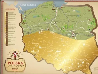 Mapa zdrapka. Travel Map Polska Pielgrzyma