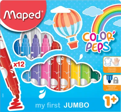 Maped, Color'Peps, flamastry jumbo, 12 kolorów