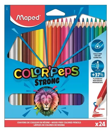 Maped, Colorpeps Strong, kredki ołówkowe trójkątne, 24 kolory