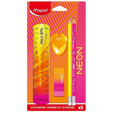 Maped, Neon, zestaw artukułów szkolnych, 5 elementów