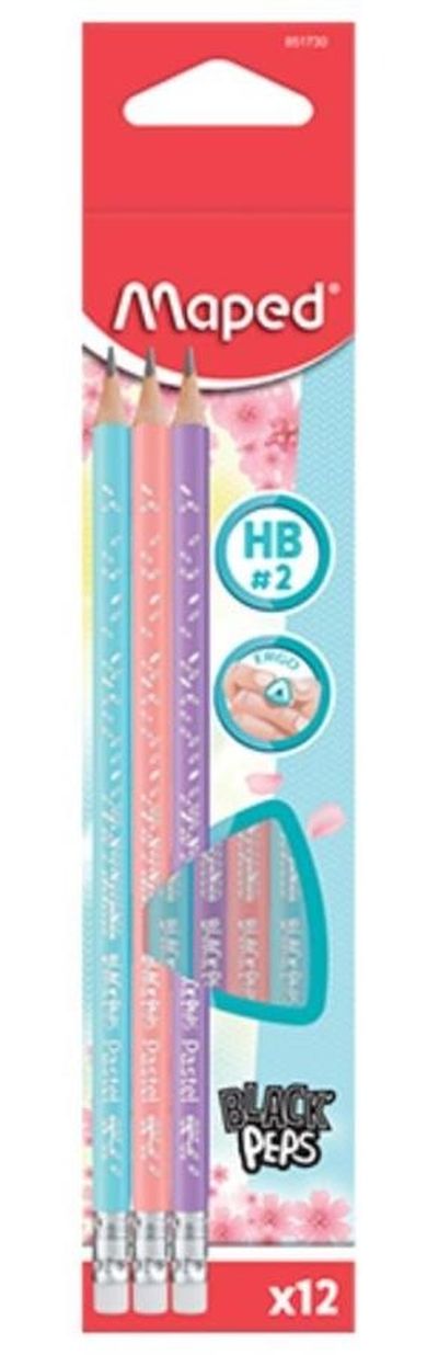 Maped, ołówek z gumką, Blackpeps Pastel HB, 12 szt.