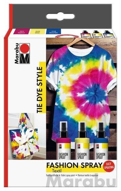 Marabu, farby do tkanin w spreju, tie dye, 4 elementy