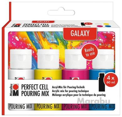 Marabu, Super Cell Pouring, farby akrylowe, galaxy, 4-60 ml