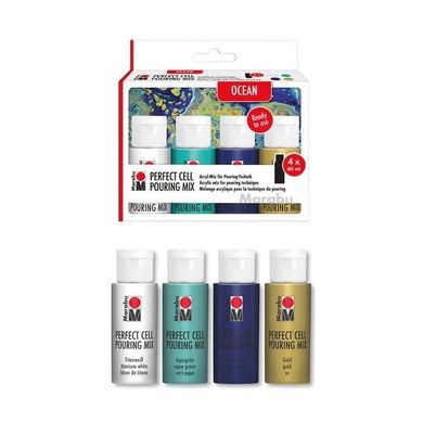 Marabu, Super Cell Pouring, farby akrylowe, ocean, 4-60 ml