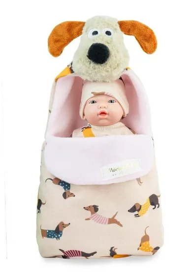 Marina&Pau, Mini Golosinas, lalka hiszpańska, Puppy z nosidełkiem, 21 cm