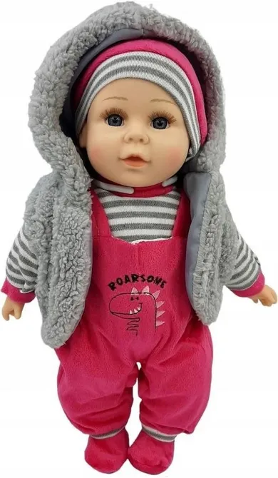 Mario, interaktywna lalka bobas, różowo-szara, 35 cm