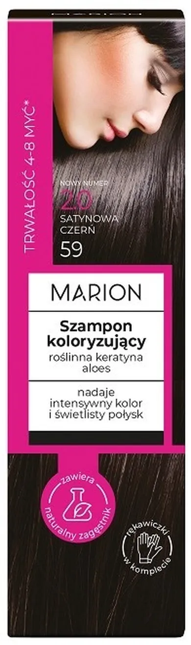 Marion, szampon koloryzujący, 4-8 myć, nr 20 satynowa czerń, 100 ml