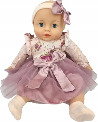 Mariotoys, interaktywna lalka bobas, ze smoczkiem i butelką, różowa, 45 cm