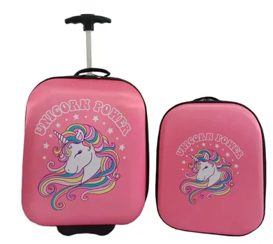 Marko, walizka i plecak, zestaw podróżny dla dzieci, jednorożec