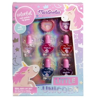 Martinelia, Little Unicorn, Nail Polish & Lip Set, lakiery do paznokci z błyszczykami do ust, 7 elementów