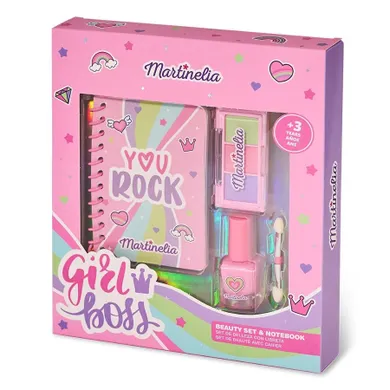 Martinelia, Super Girl Beauty Set & Notebook, zestaw, lakier do paznokci + notatnik + paleta cieni do powiek + aplikator