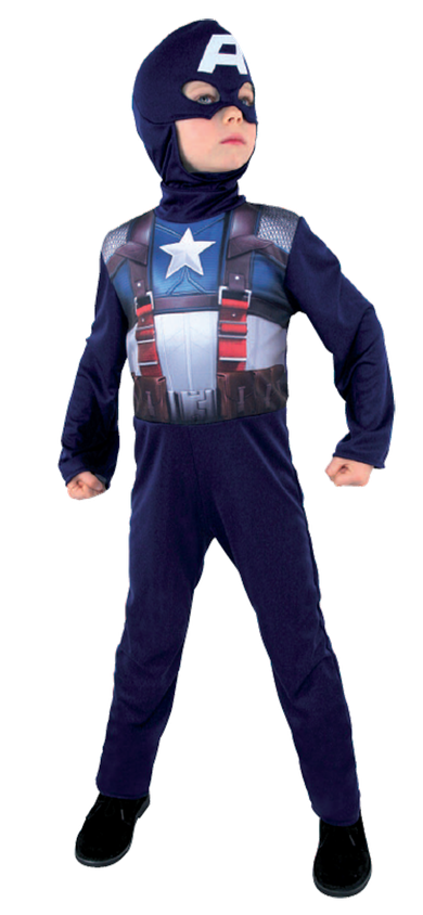 Marvel Super Heroes, Kapitan Ameryka, strój karnawałowy dla dzieci, z maską, rozmiar 104 cm