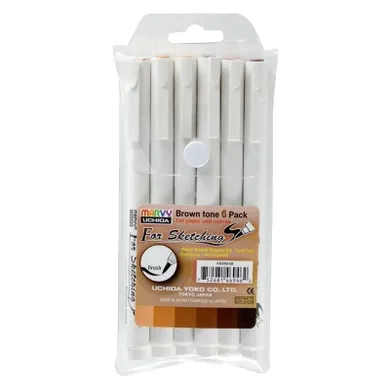 Marvy, cienkopisy graficzne do szkiców, ciemnobrązowe, 6 szt.