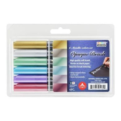 Marvy, Opaque Brush, flamastry pędzelkowe, 6 kolorów