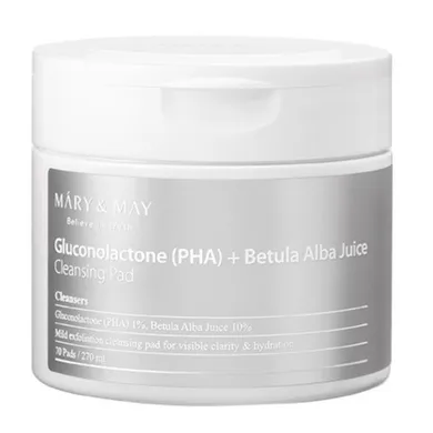 Mary&May, Gluconolactone (PHA) + Betula Alba Juice Cleansing Pad, oczyszczające płatki do twarzy, 70 szt.