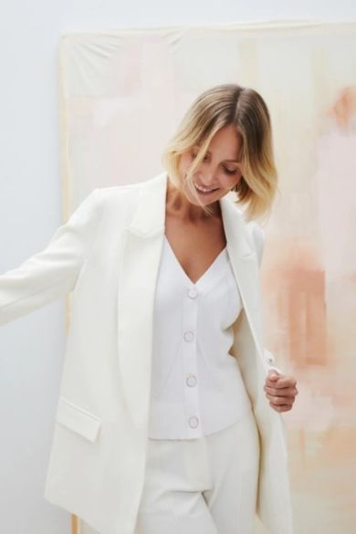 Marynarka damska, biała, Moodo