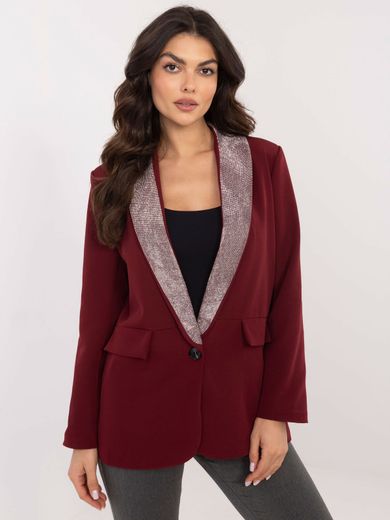 Marynarka damska, bordowa, Italy Moda