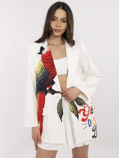 Marynarka damska, ecru, Italy Moda