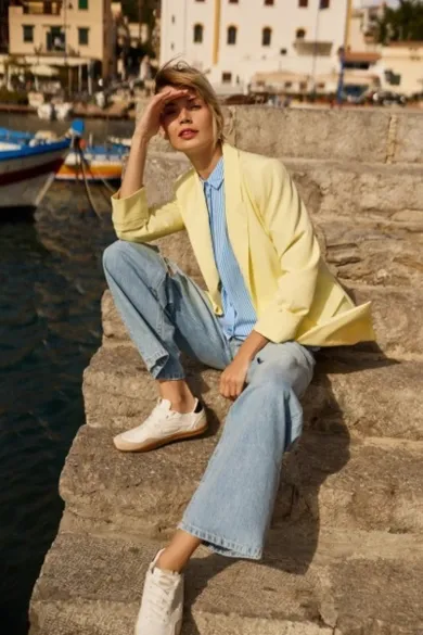 Marynarka damska, żółta, Moodo