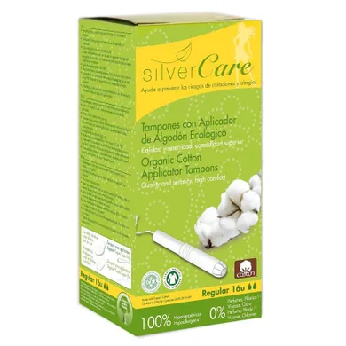 Masmi, Silver Care, tampony z aplikatorem z bawełny organicznej, Regular, 16 szt.