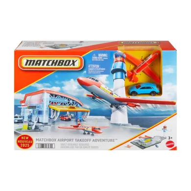 Matchbox, Lotnisko przygód, zestaw do zabawy z autem i samolotem