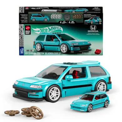 Mattel Brick Shop, Hot Wheels, Speed Series ’90, Honda Civic EF, klocki, 248 elementów