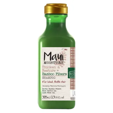 Maui Moisture, Thicken & Restore + Bamboo Fibers Shampoo, szampon do włosów, osłabionych i łamliwych z bambusem, 385 ml