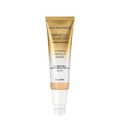 Max Factor, Miracle Second Skin, nawilżający podkład z filtrem nr 03, Light, 32.8 g
