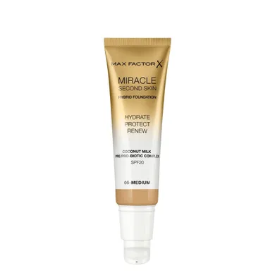 Max Factor, Miracle Second Skin, nawilżający podkład z filtrem nr 05, Medium, 32.8 g