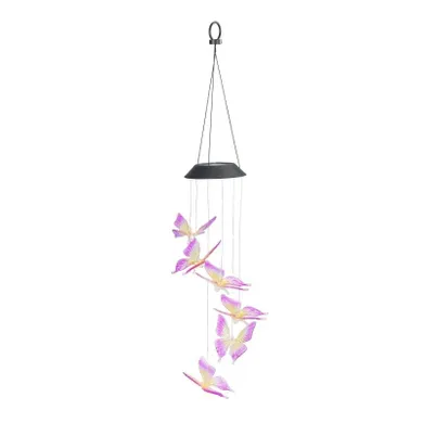 Maximex, lampa solarna wisząca, motyle LED, dzwonek wietrzny, 78 cm