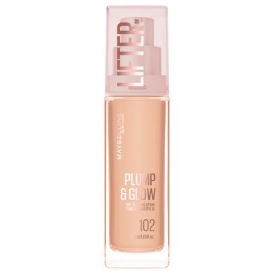 Maybelline, Lifter Plump & Glow, podkład rozświetlający, nr 102, 30 ml
