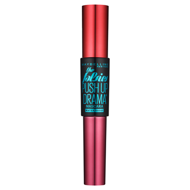 Maybelline New York, Push Up Drama, Wodoodporny tusz do rzęs, Bardzo czarny, 7,5 ml