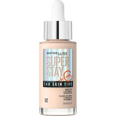 Maybelline, Super Stay 24H Skin Tint, długotrwały podkład rozświetlający z witaminą C, 02, 30 ml