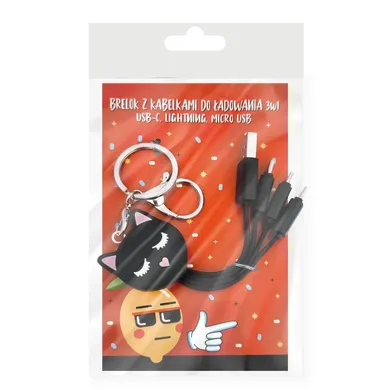 MCD, brelok z kabelkami do ładowania, kotek, 3w1