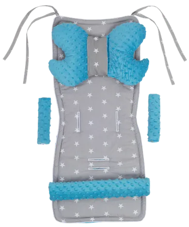 Medi Partners, Stars, wkładka do wózka, komplet, szary, turkusowy