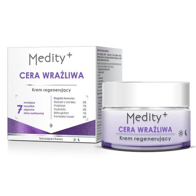 Medity+, Cera Wrażliwa, krem regenerujący do twarzy, 50 ml