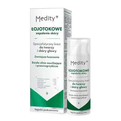 Medity+, Łojotokowe Zapalenie Skóry, specjalistyczny krem do twarzy i skóry głowy, 50 ml
