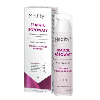 Medity+, Trądzik Różowaty, krem naprawczy na noc, 50 ml