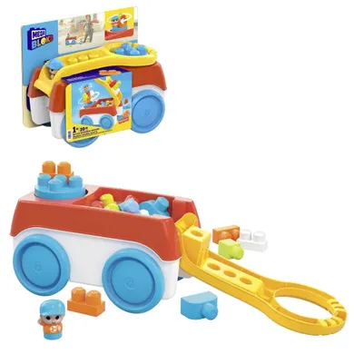 Mega Bloks, First Builders, Wózek z klockami „Buduj i kręć”, zabawka niemowlęca