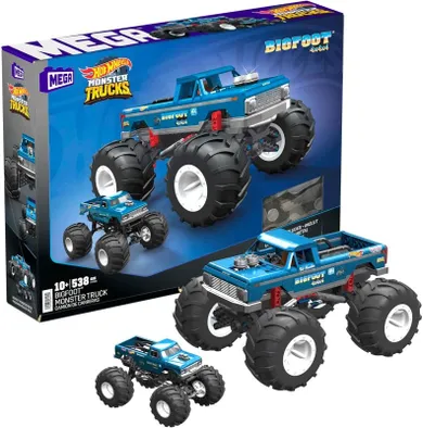 MEGA Hot Wheels Monster Trucks, Bigfoot 4-4-4, klocki, 538 elementów